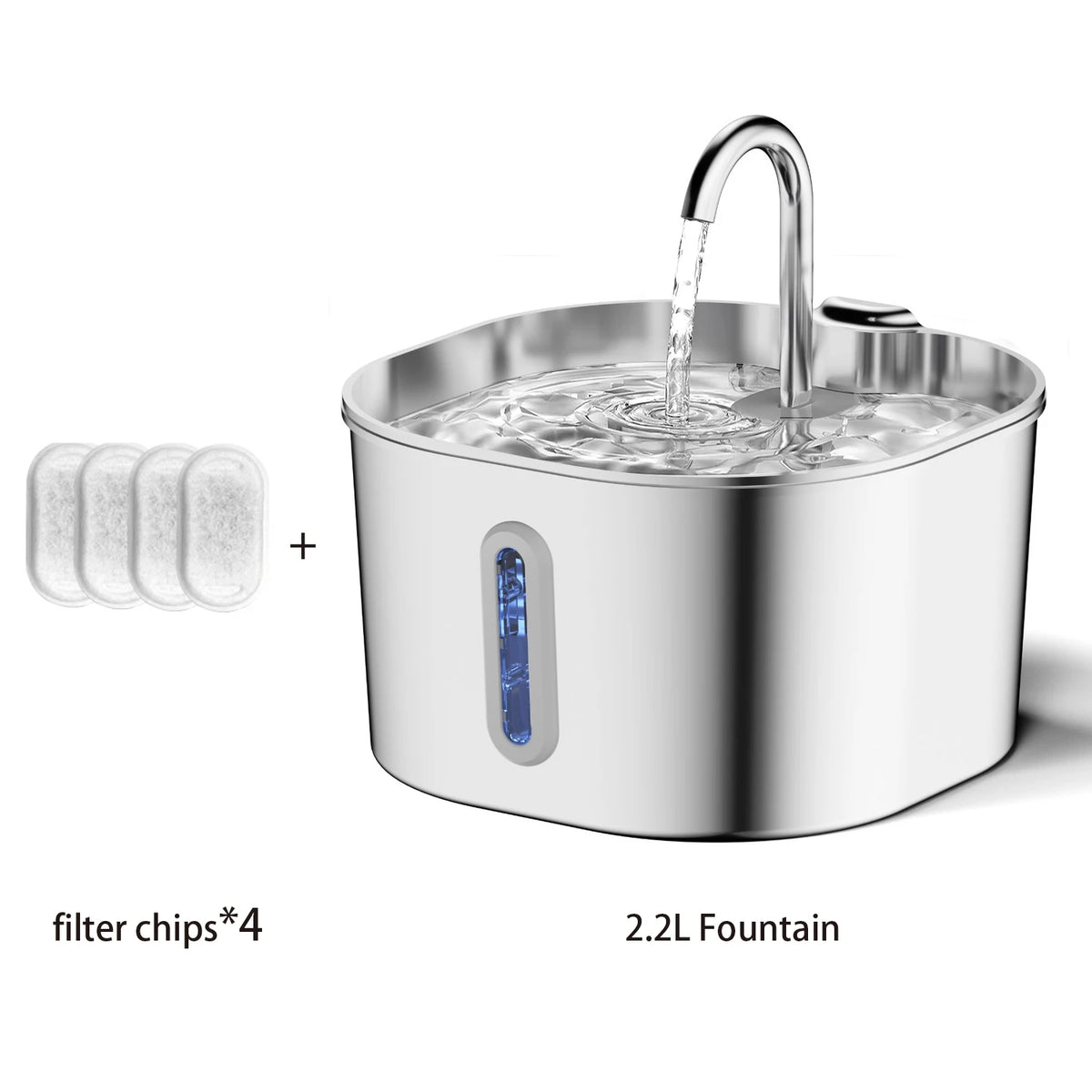 Clear-View Stainless Steel Pet Fountain