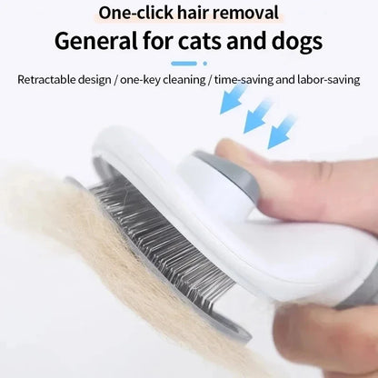 One-Click Self-Cleaning Pet Grooming Brush