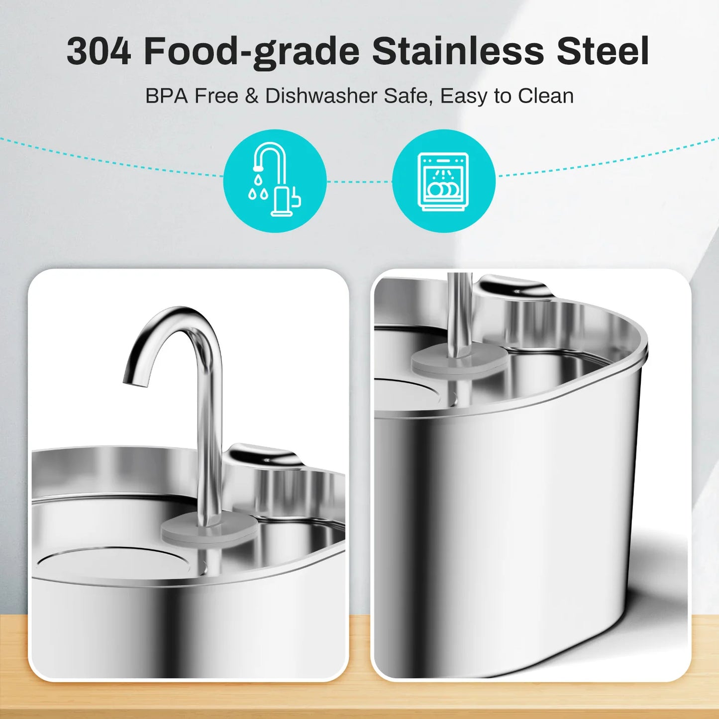 Clear-View Stainless Steel Pet Fountain