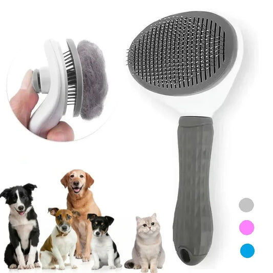 One-Click Self-Cleaning Pet Grooming Brush