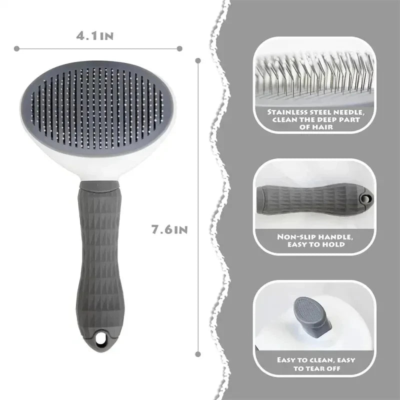 One-Click Self-Cleaning Pet Grooming Brush