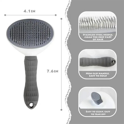 One-Click Self-Cleaning Pet Grooming Brush