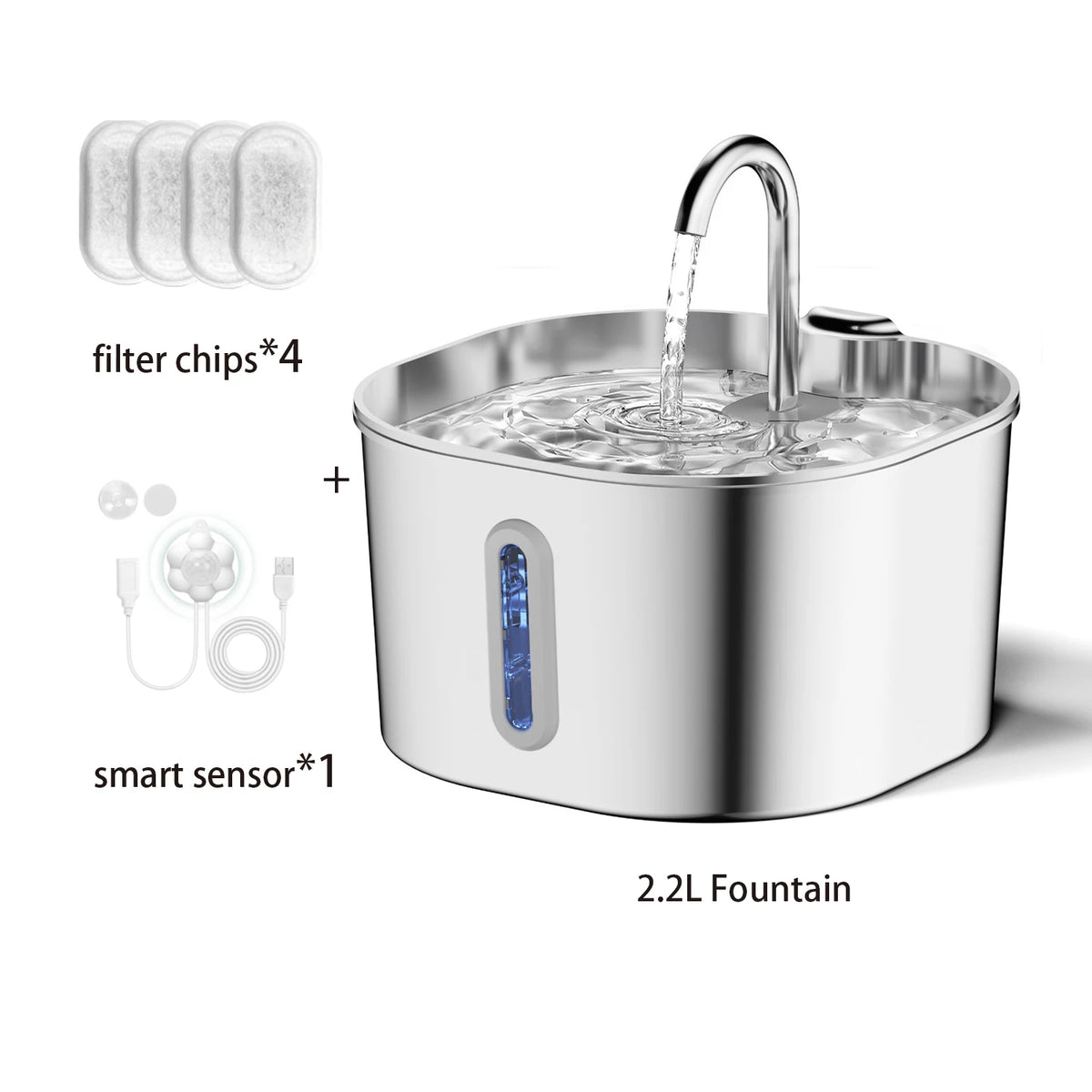 Clear-View Stainless Steel Pet Fountain