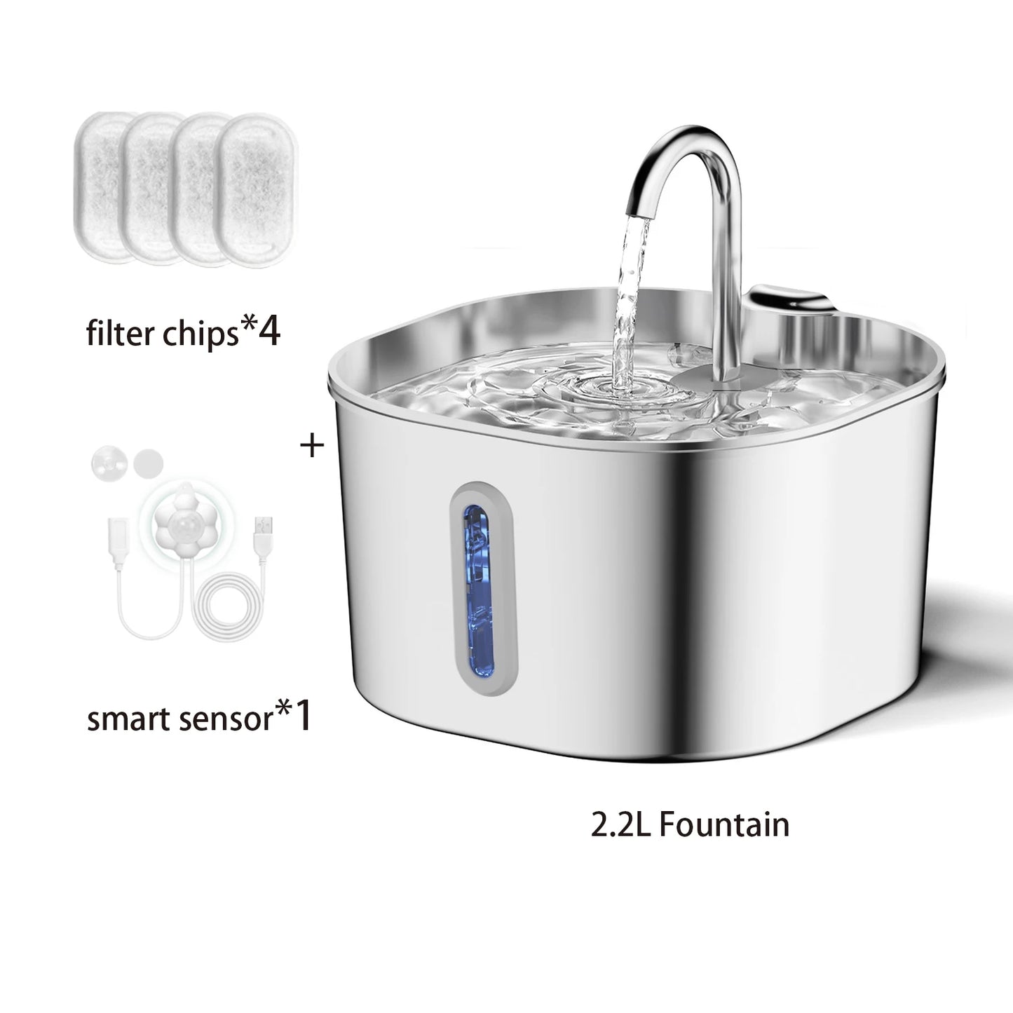 Clear-View Stainless Steel Pet Fountain