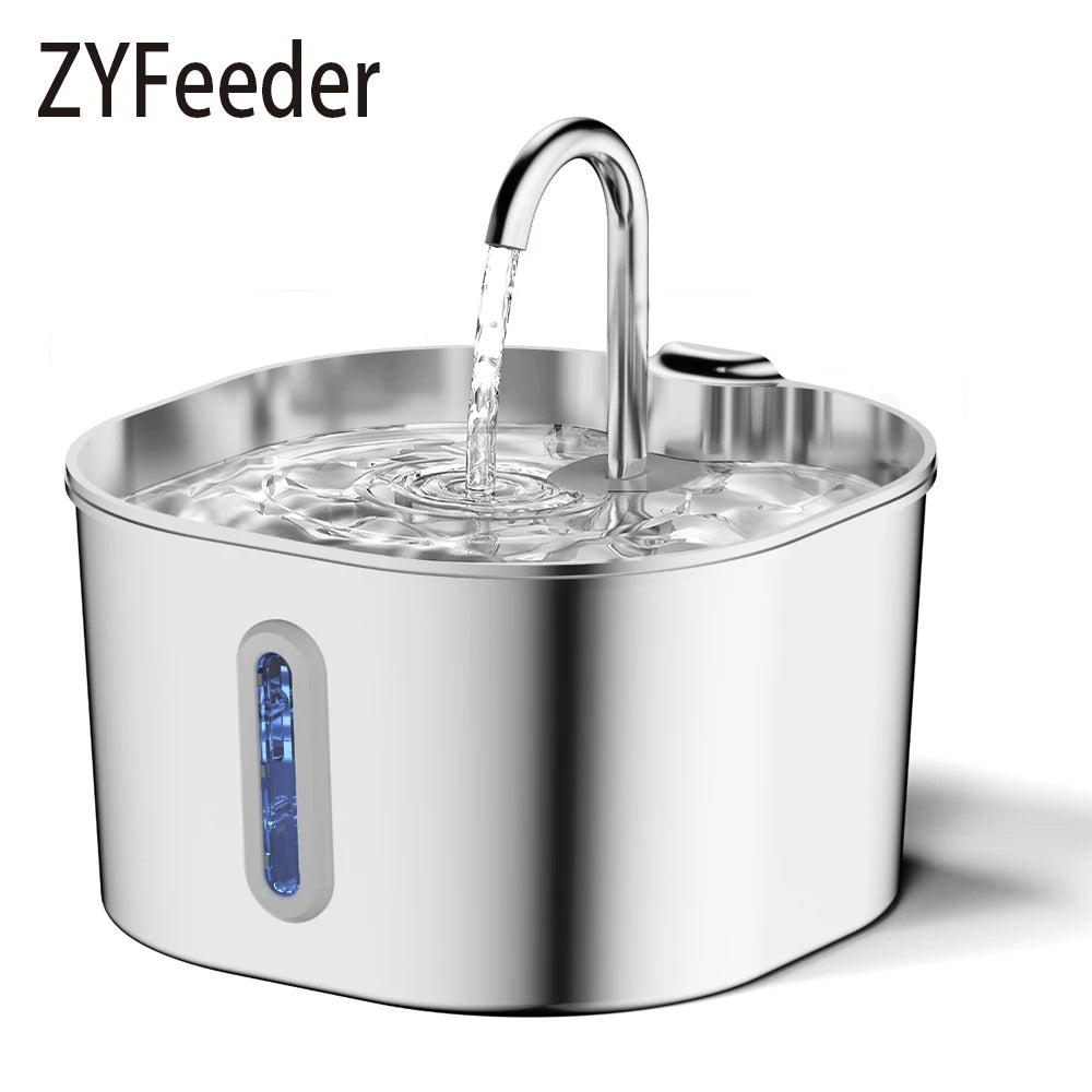 Clear-View Stainless Steel Pet Fountain