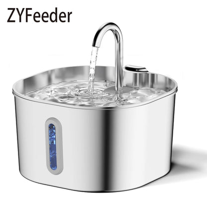Clear-View Stainless Steel Pet Fountain