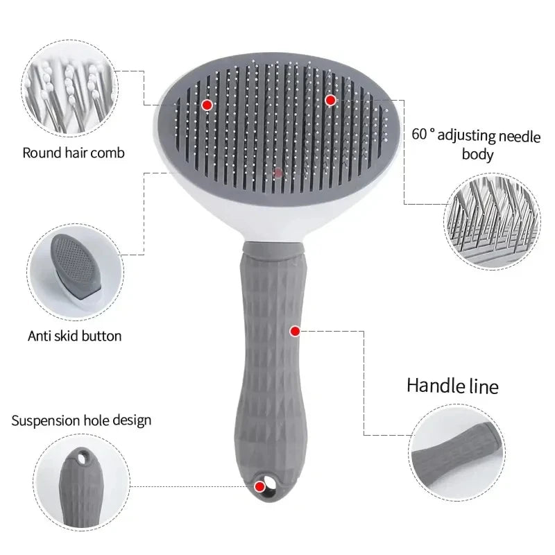 One-Click Self-Cleaning Pet Grooming Brush