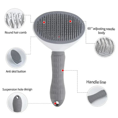 One-Click Self-Cleaning Pet Grooming Brush